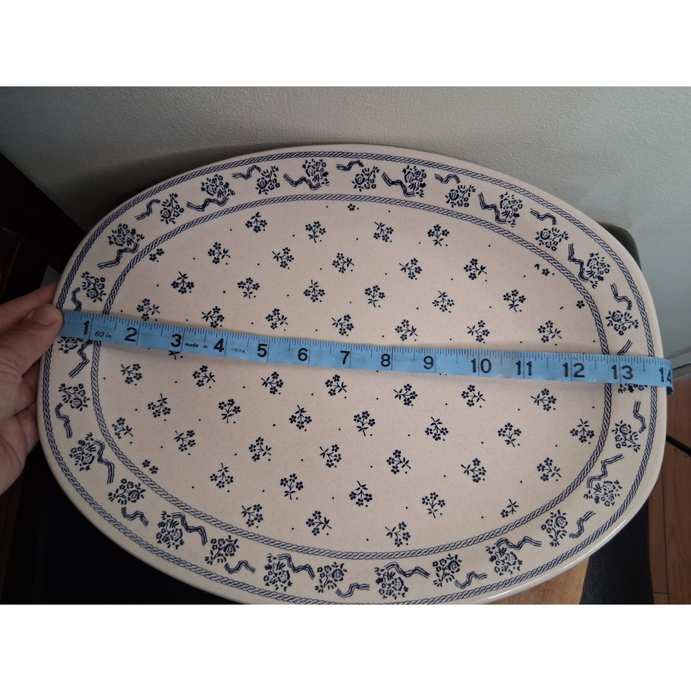 Laura Ashley Petite Fleur Johnson Brothers England Blue Floral Ironstone Platter - Picture 4 of 4